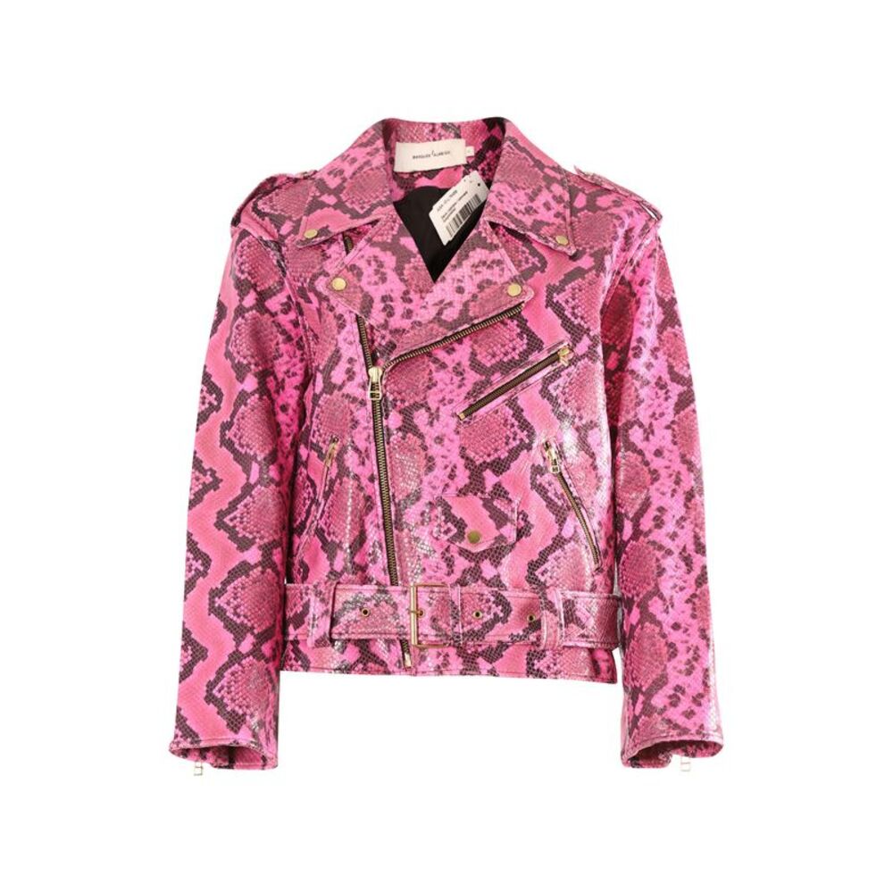 Marques Almeida Python Effect Biker Jacket In Pin… - image 1